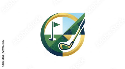 Colorful Golf Club and Flag Logo Design.