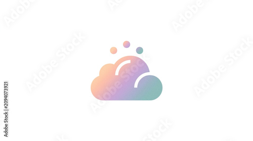 Colorful gradient cloud with floating dots illustration.