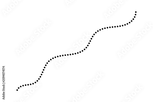 Abstract growth curve composed of small dots in a flowing line against a clean backdrop isolated on transparent background
