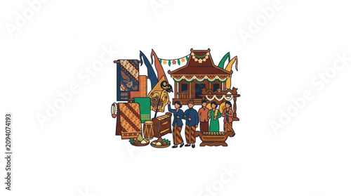 Colorful heraldic coat of arms with medieval symbols.