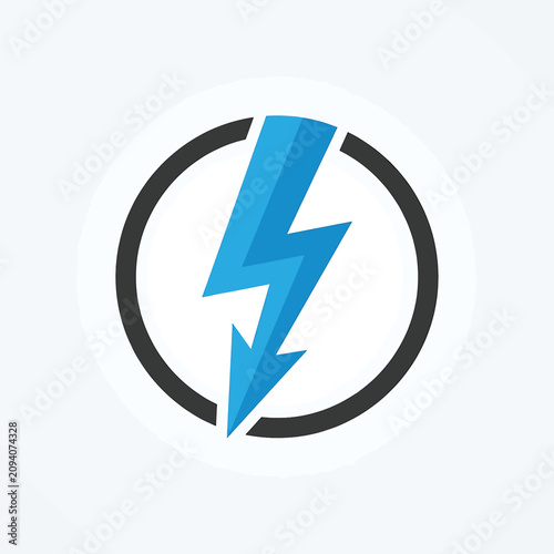 Фотография Electricity symbol with blue lightning bolt.