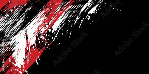 Schilderij op canvas Gaming esport background striking stripes electric banner vector illustration design red black grunge brush wing comic pattern modern abstract concept livery stripes decal paint splash splatter