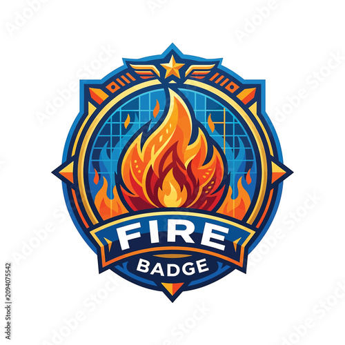 Cuadro en lienzo Fire Badge Emblem Logo Symbol.