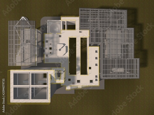 3D illustration of industrial project