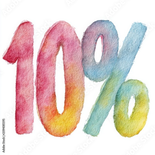 Watercolor Design with Bold Ten Percent for Promotional Use