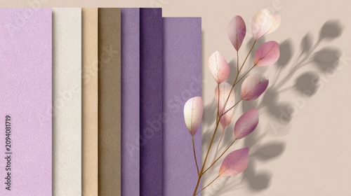 Colorful Paper Textures with Elegant Floral Accents in Soft Tones