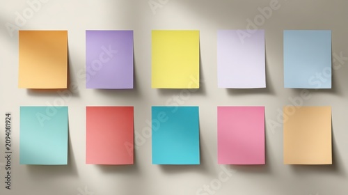 Colorful Sticky Notes on Wall for Creative Ideas and Organization
