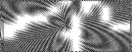 WebMonochrome Halftone Concentric Circles Target Abstract Optical Illusion Background With Radial Rings