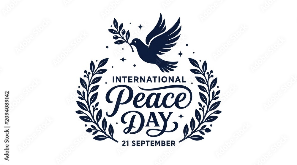 Obraz premium International peace day september 21st dove with olive branch symbolizing harmony