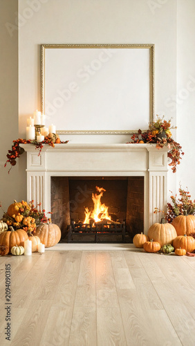 Organic Halloween Flat Lay Background with Natural Autumn Harvest Elements