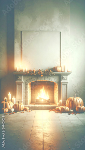 Organic Halloween Flat Lay Background with Natural Autumn Harvest Elements