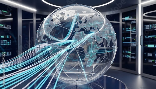 Advanced technology drives digital internet network connecting global communication through secure infrastructure
