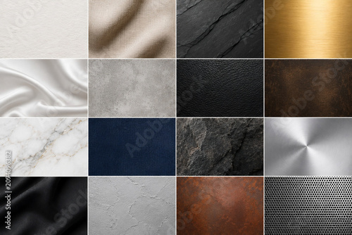 Collection of Paper, Fabric, Stone and Metallic Textures.
