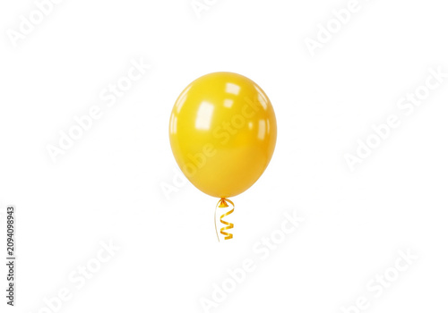 Red and Yellow Helium Balloons Isolated on White Background Colorful Party Celebration Decoration Close Up
