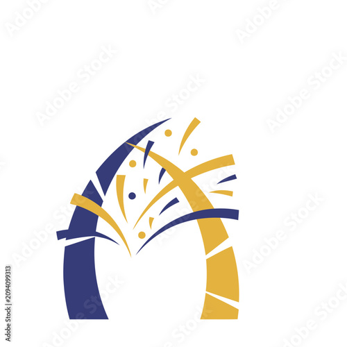 Abstract Arch with Fireworks
