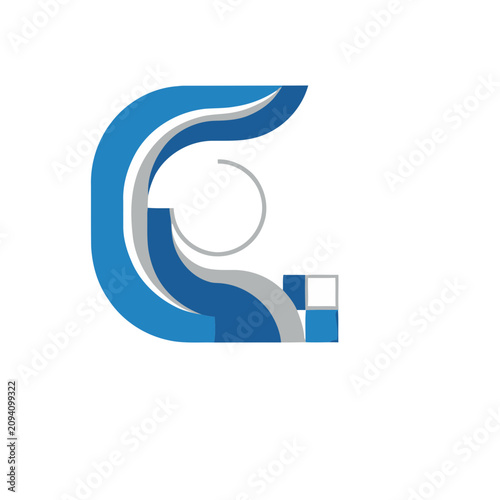 Abstract Blue and Gray Graphic Element