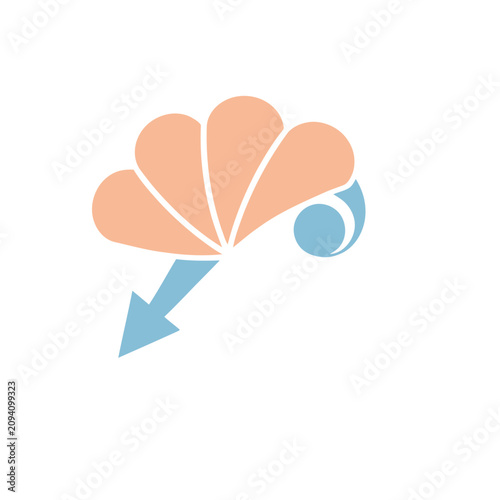 Abstract fan shape with arrow and circle