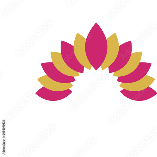 Abstract floral arch with pink and gold petals