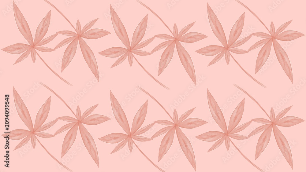 Fototapeta premium Elegant Tropical Botanical Leaf Pattern in Soft Pastel Pink Tones for Decorative Textiles and Modern Minimalist Interior Design Backgrounds