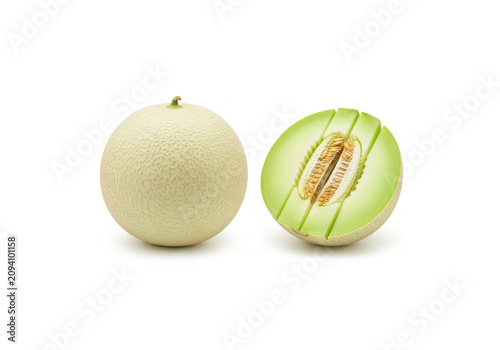 Fresh Ripe Melon Fruit Isolated on White Background