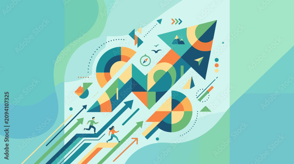 Fototapeta premium Abstract Business Growth Concept With Upward Arrows And Charts. EPS Editable. Vector Illustrations.