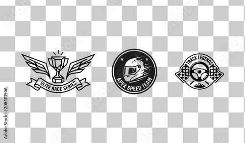 Circular Star Badge Set Black White Simple Shape Template Civil Rights Holiday Vector Design Collection