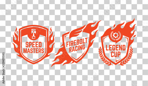 Ribbon Award Badge Set Orange Red Black Flame Shape Civil Rights Holiday Vector Design Collection
