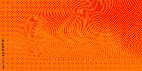 Schilderij op canvas Abstract orange and red halftone pattern banner vector background