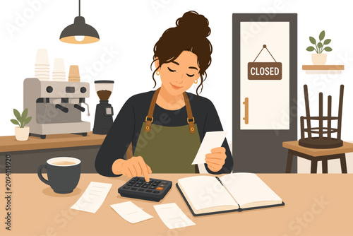 coffee shop end of day businesswoman business young person occupation happy small business