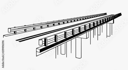 Tableau sur toile Elevated Metal Railing System Components.