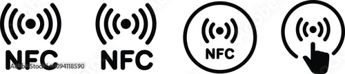 NFC Contactless Payment and Communication Icon Set