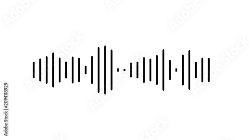A microphone icon with white animated equalizer. Animation for video podcast, broadcast, radio, intro or opener. Music or sound vizualization with sound wave, frequency in the dark blue background.