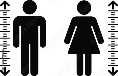Foto Male and Female Height Measurement Icons with Rulers