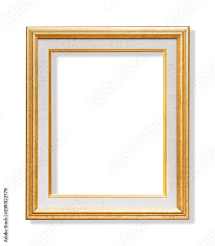 The antique gold frame on the white background.