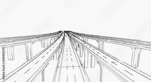 Elevated Skyline Roadway Perspective.