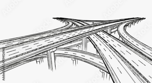 Complex Highway Overpass Intersection.