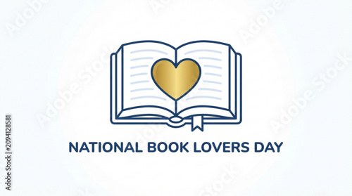 National Book Lovers Day, book icon, heart, open book, vector illustration