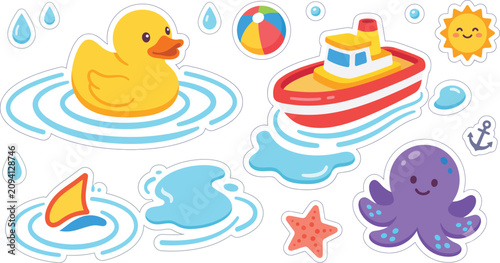 Εκτύπωση καμβά Rubber Duck Floating on Water Surface.