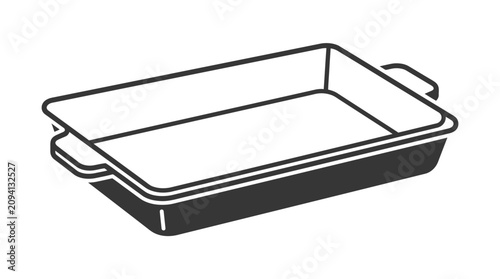 Bild auf Leinwand Empty black rectangular ceramic baking dish icon.