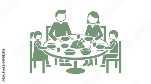 Family dining together for Thanksgiving dinner.