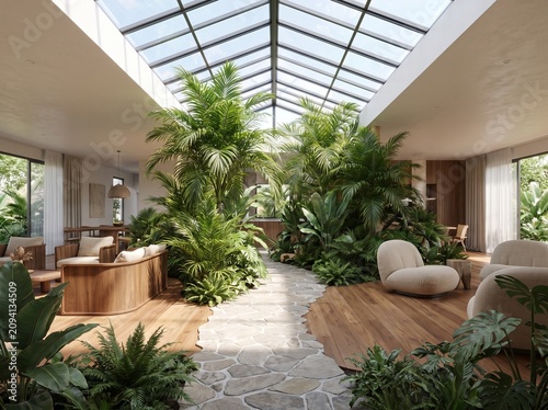 Luxury Indoor Garden with Modern Architecture and Natural Light