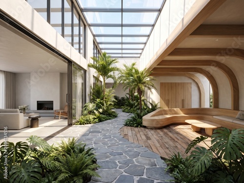 Luxury Indoor Garden with Modern Architecture and Natural Light