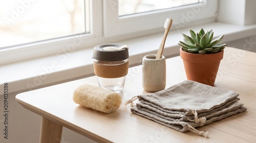 Sustainable Eco Lifestyle with Reusable Glass Jars and Natural Home Decor