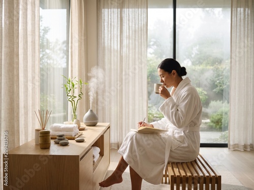 Minimal Wellness Ritual with Natural Light and Calm Home Interior