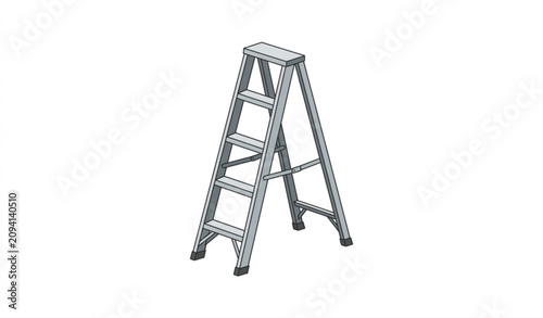 Minimal Folding Step Ladder Vector Illustration Isolated on White Background for Home and Industrial Safety