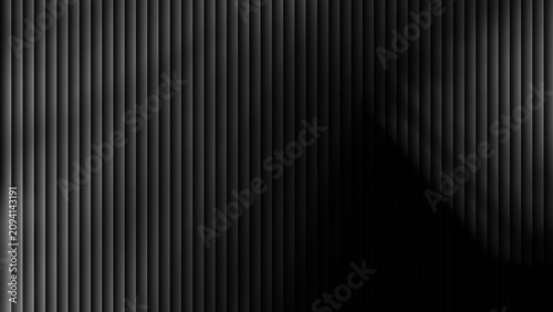 Schilderij op canvas Abstract dark background featuring sleek vertical metallic slats with soft gradi