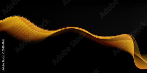 Schilderij op canvas Abstract image of creative glittering gold wave curvy line design elements with