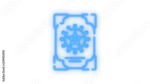 Fotografía Colorful neon icon of mystical magic spellbook or tarot card featuring a pentagr