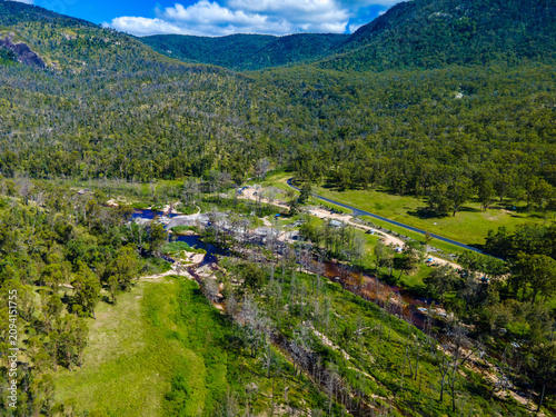 An aerial view of Mann River Nature Reserve in Diehard, Australia