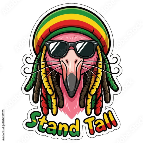 Canvas Print Rastafarian parrot with dreadlocks sunglasses.